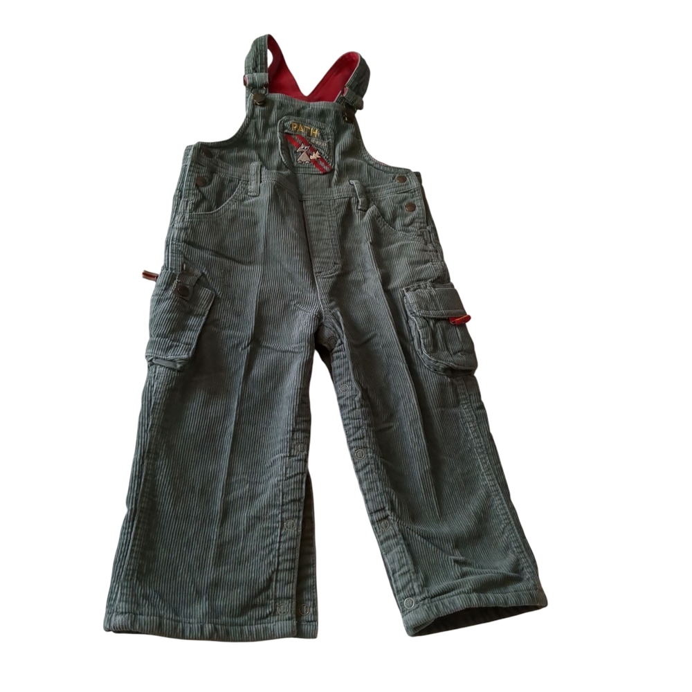Krickets Elite Kids Green Overalls Open Inseam With Snaps Size 24 M